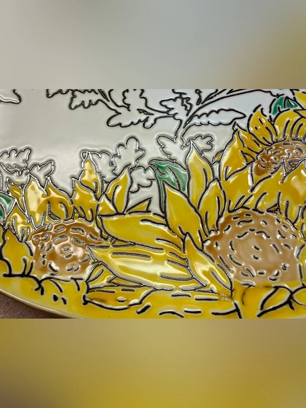 Gilded Sunflower by Spectrum Designz Oval Ceramic Serving Platter - Yellow NWT